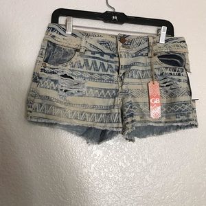 Aztec printed jean shorts